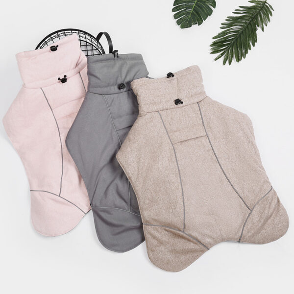 Dog Padded Coat with Waist Buckle and Reflective Lines