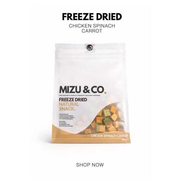 Freeze Dried Chicken Spinach Carrot Cubes - Mizu&Co.